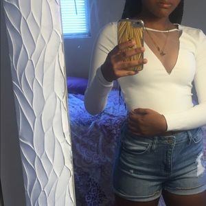 White V-neck crop top